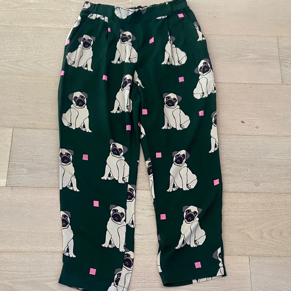 Green Pants with Pug Print
